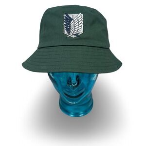 Hot Topic Attack on Titan Scout Regiment Bucket Hat Green Wings of Freedom NWT